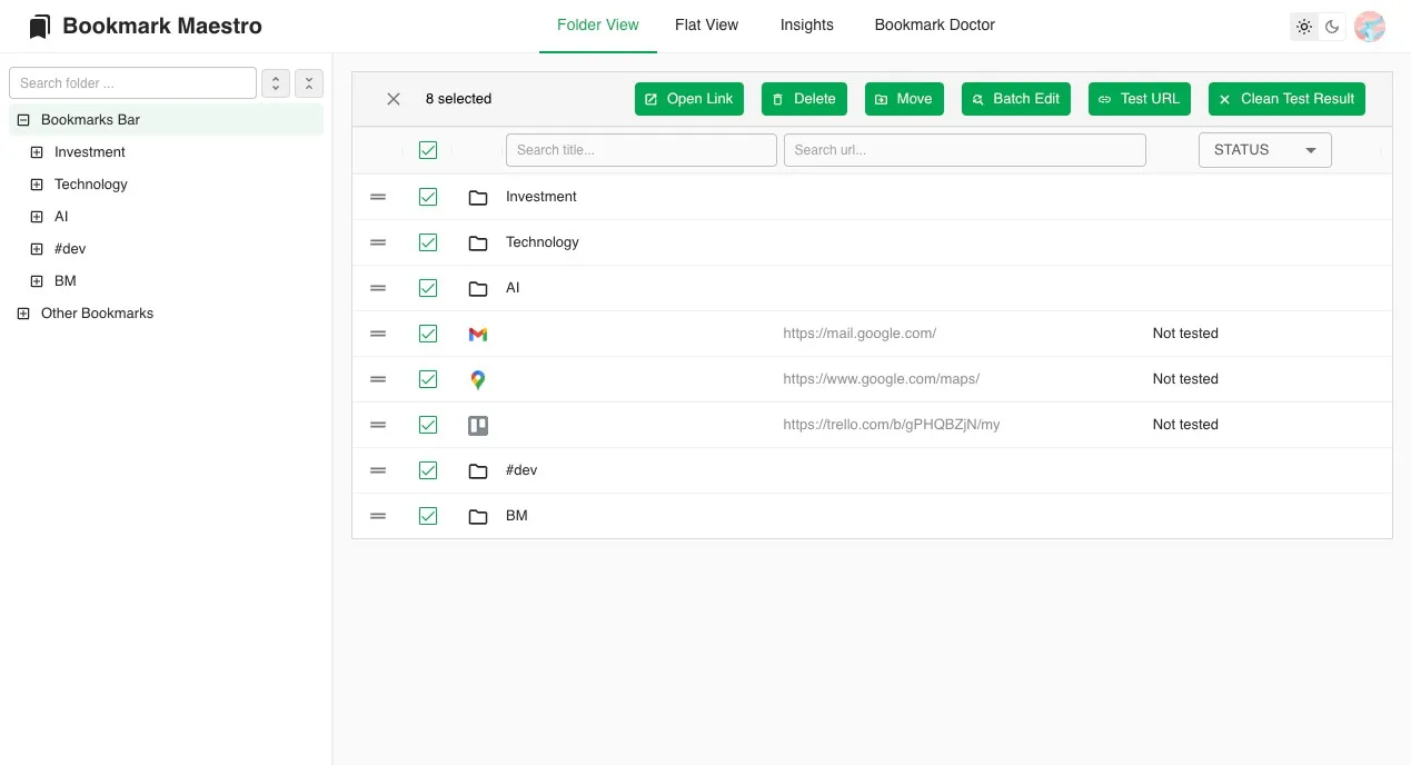 Create, Move and Delete interface screenshot