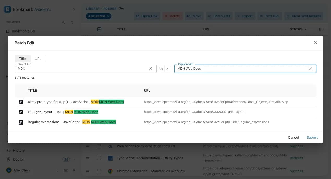 Batch Editing interface screenshot